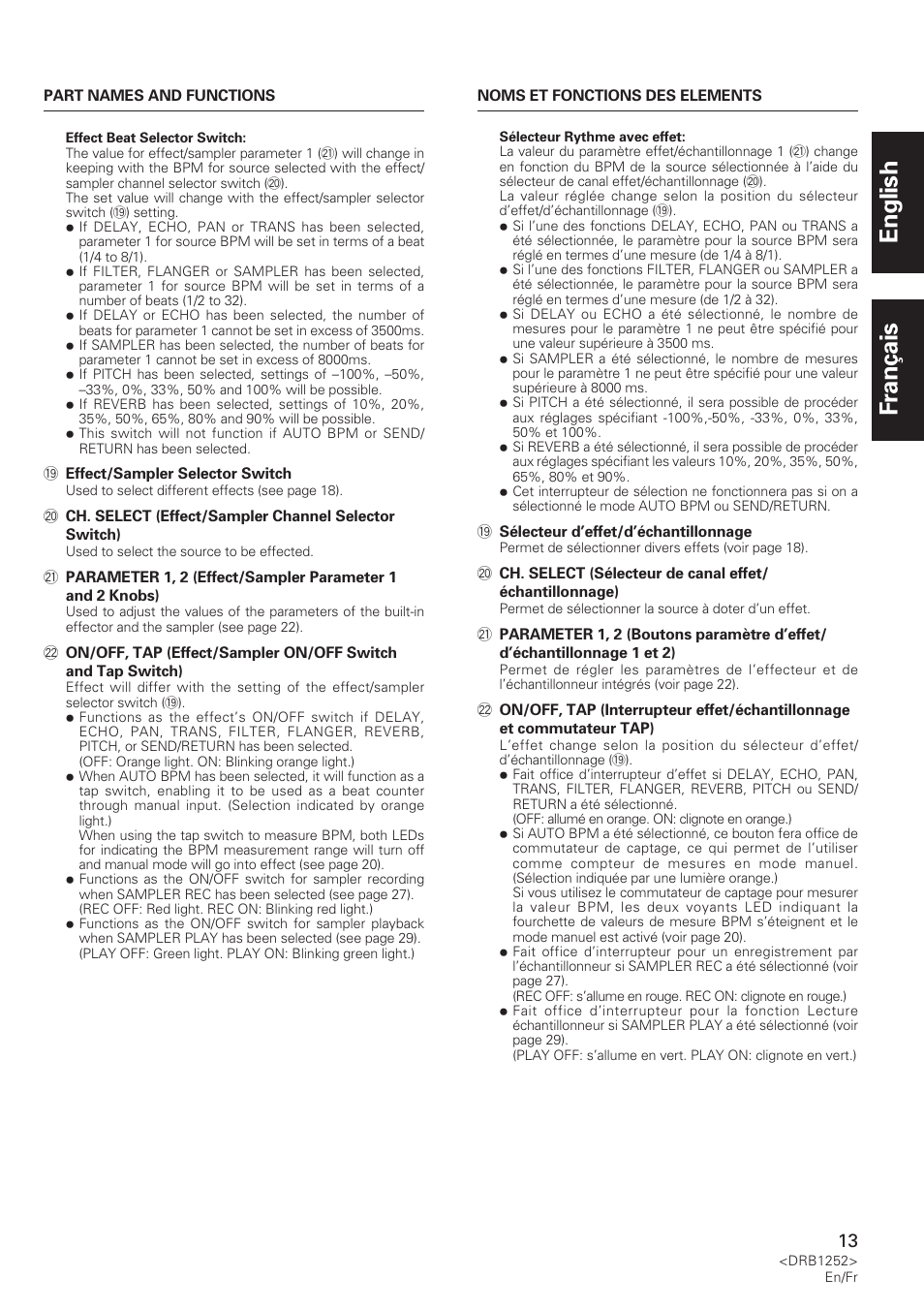 English français | Pioneer DJM-600 User Manual | Page 13 / 110