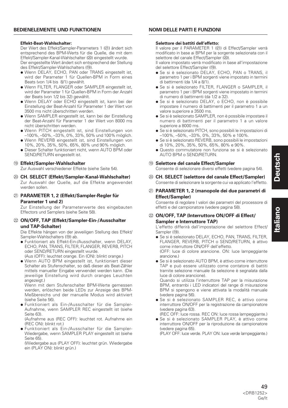 Deutsch italiano | Pioneer DJM-600 User Manual | Page 49 / 110