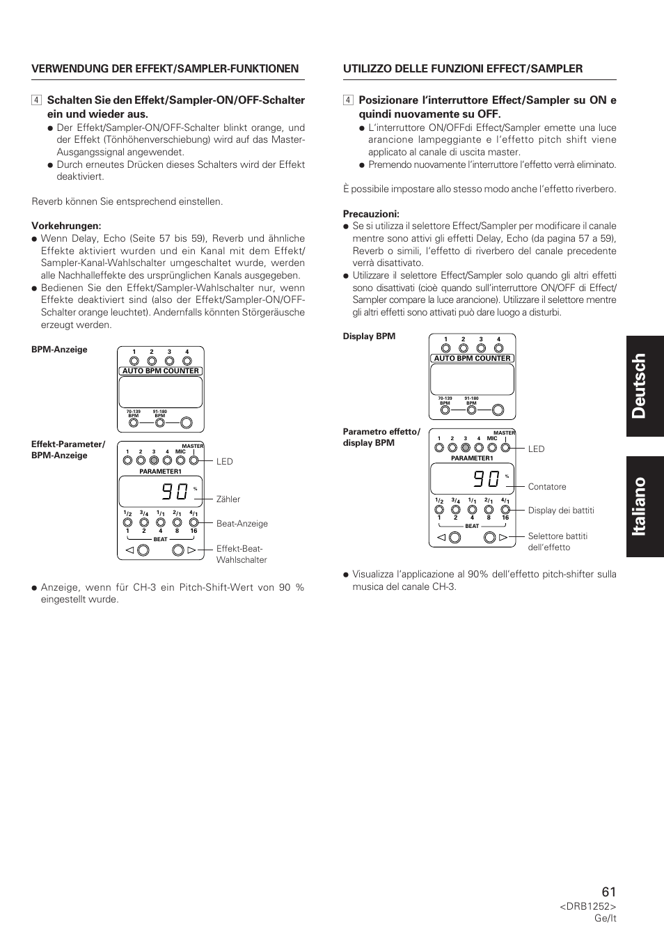 Deutsch italiano | Pioneer DJM-600 User Manual | Page 61 / 110