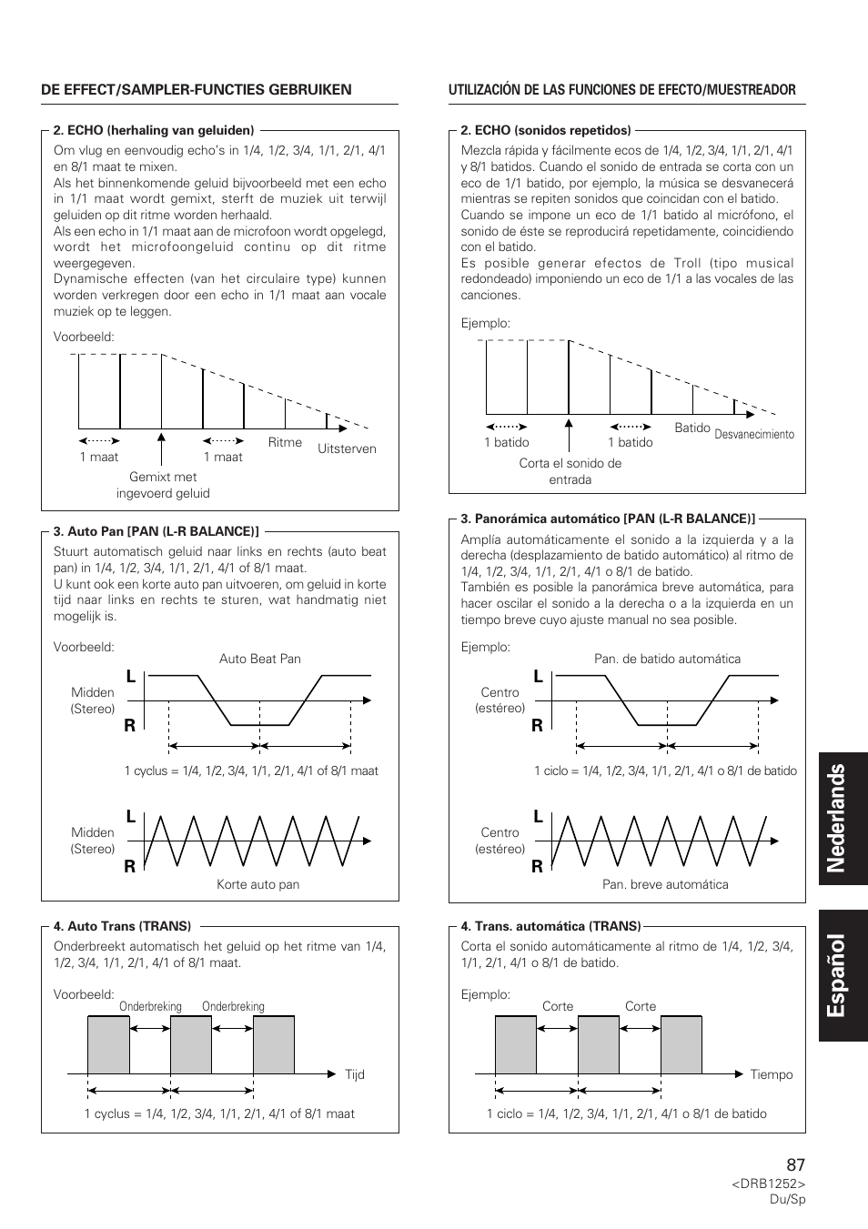 Nederlands español, Lr l r | Pioneer DJM-600 User Manual | Page 87 / 110