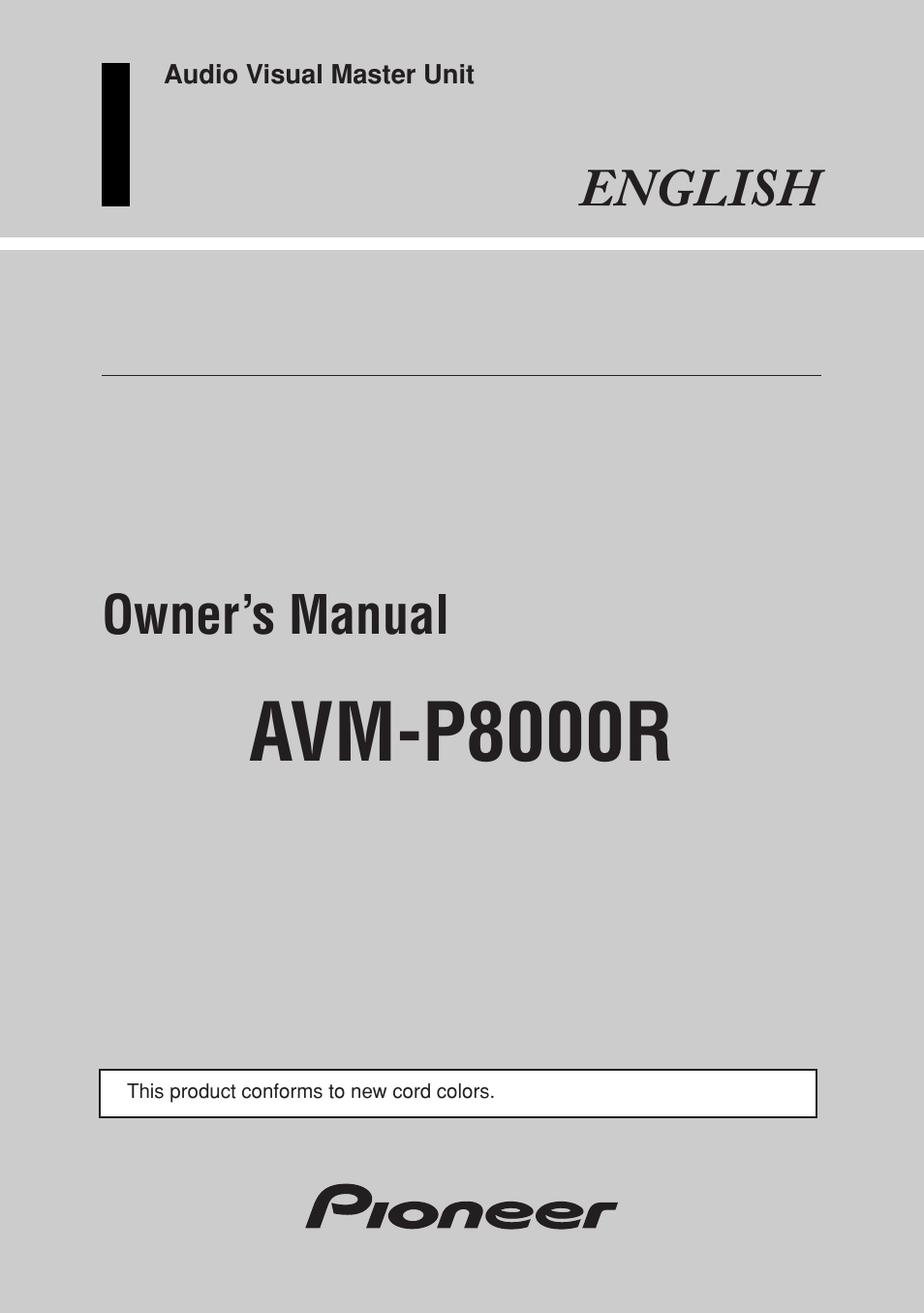 Pioneer AVM-P8000R User Manual | 100 pages