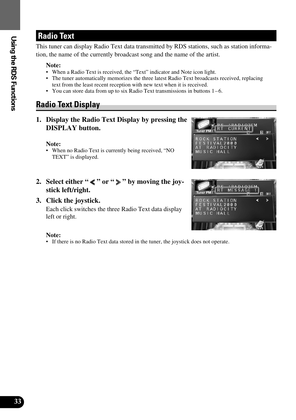Radio text, Radio text display | Pioneer AVM-P8000R User Manual | Page 34 / 100