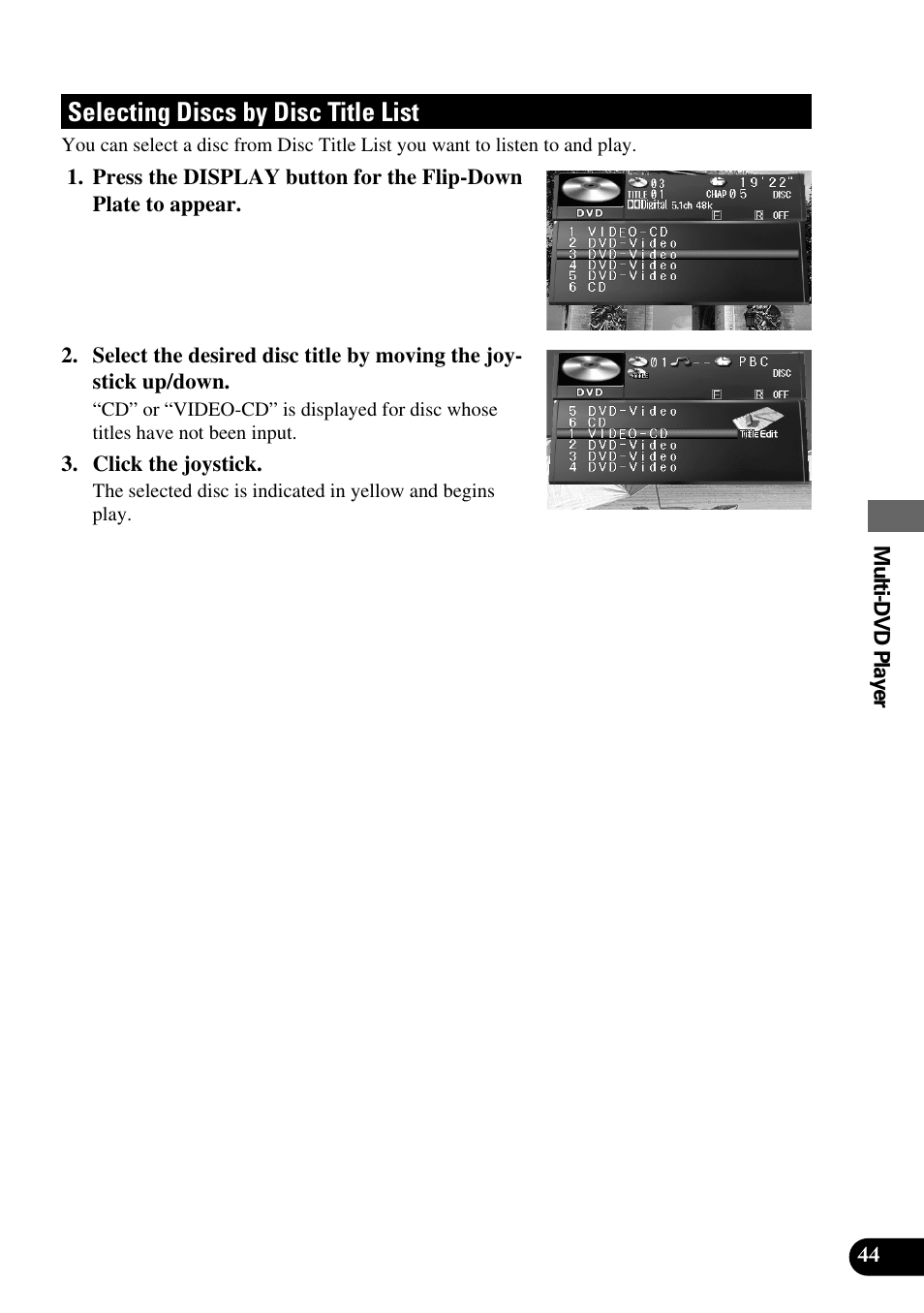 Selecting discs by disc title list | Pioneer AVM-P8000R User Manual | Page 45 / 100