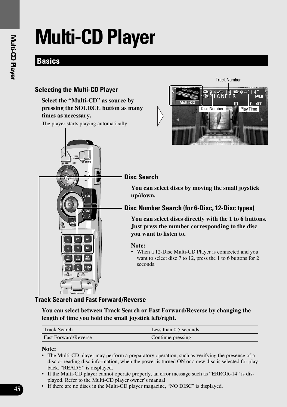 Multi-cd player, Basics | Pioneer AVM-P8000R User Manual | Page 46 / 100