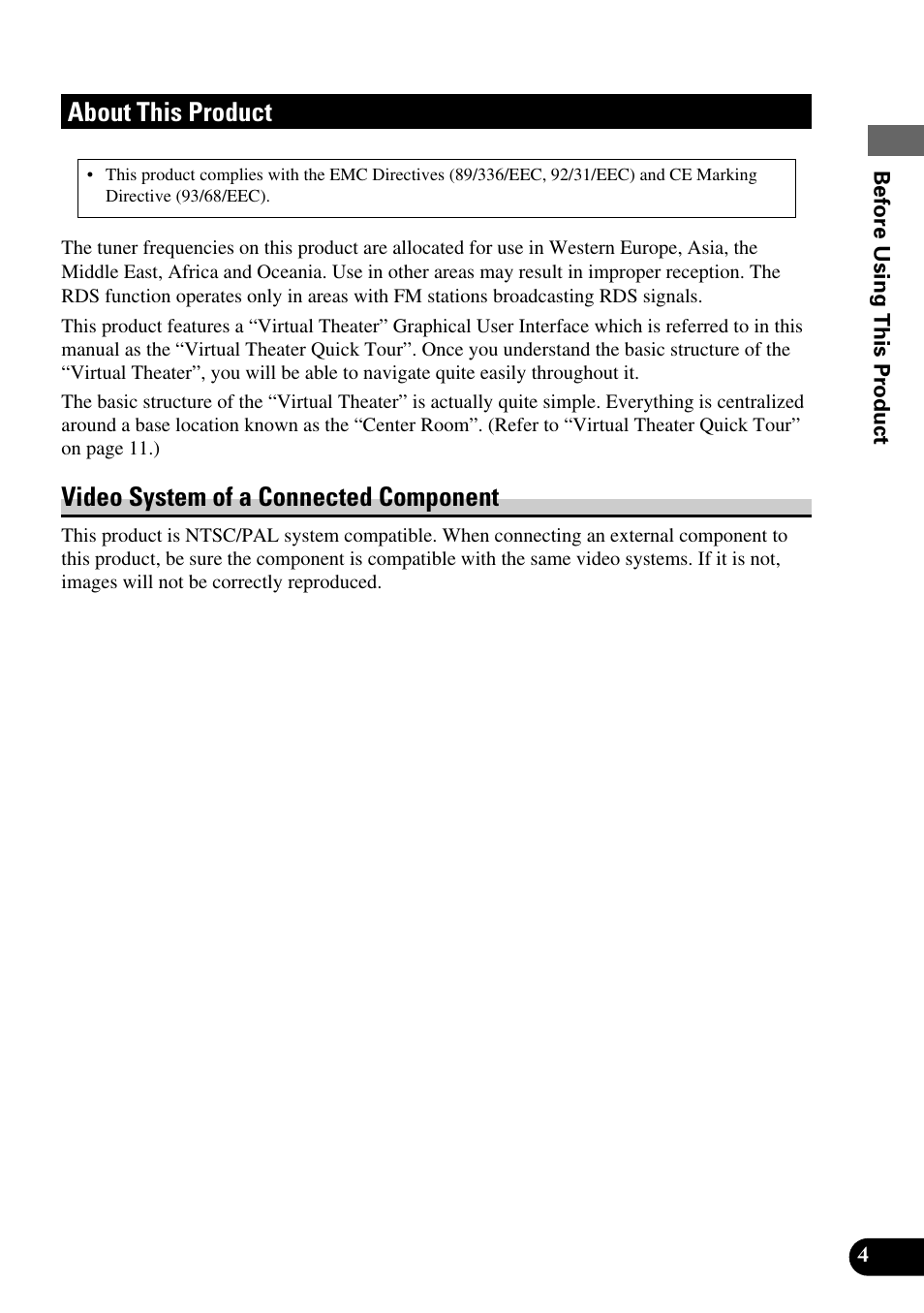 About this product, Video system of a connected component | Pioneer AVM-P8000R User Manual | Page 5 / 100