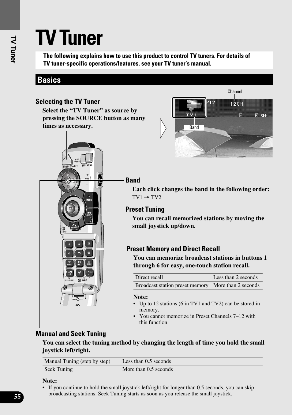 Tv tuner, Basics | Pioneer AVM-P8000R User Manual | Page 56 / 100
