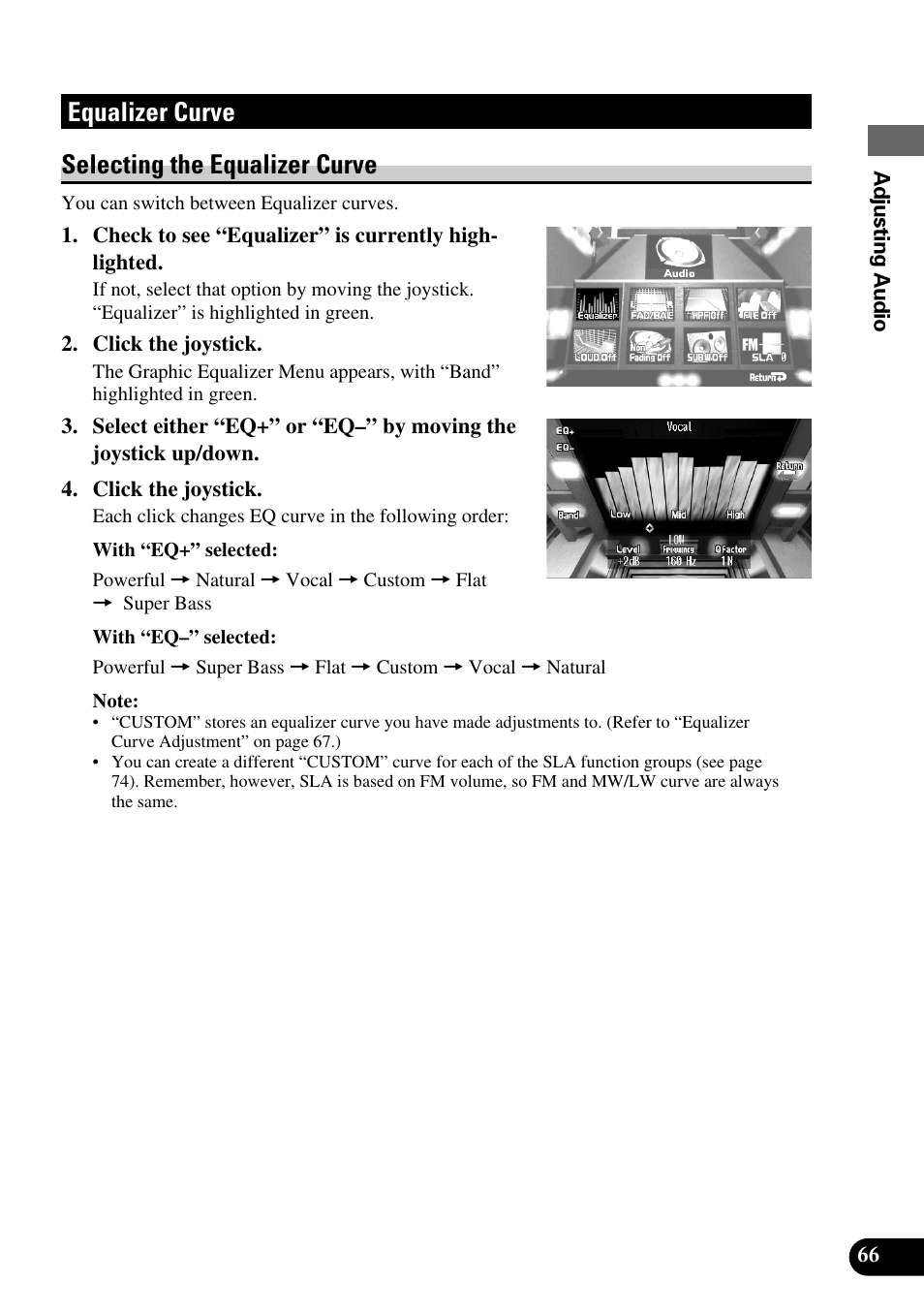 Equalizer curve, Selecting the equalizer curve, Equalizer curve selecting the equalizer curve | Pioneer AVM-P8000R User Manual | Page 67 / 100