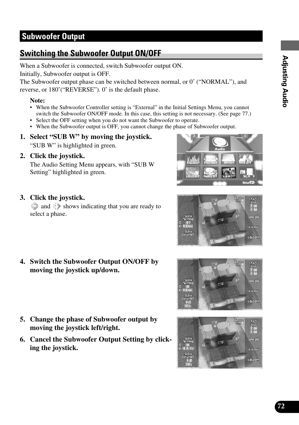 Subwoofer output, Switching the subwoofer output on/off | Pioneer AVM-P8000R User Manual | Page 73 / 100