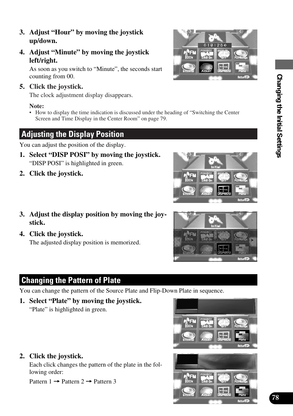 Adjusting the display position, Changing the pattern of plate | Pioneer AVM-P8000R User Manual | Page 79 / 100
