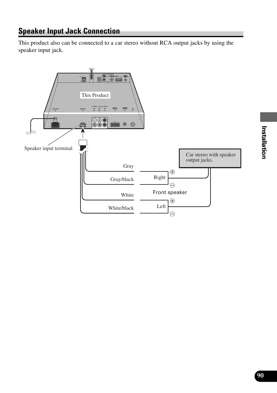 Speaker input jack connection | Pioneer AVM-P8000R User Manual | Page 91 / 100