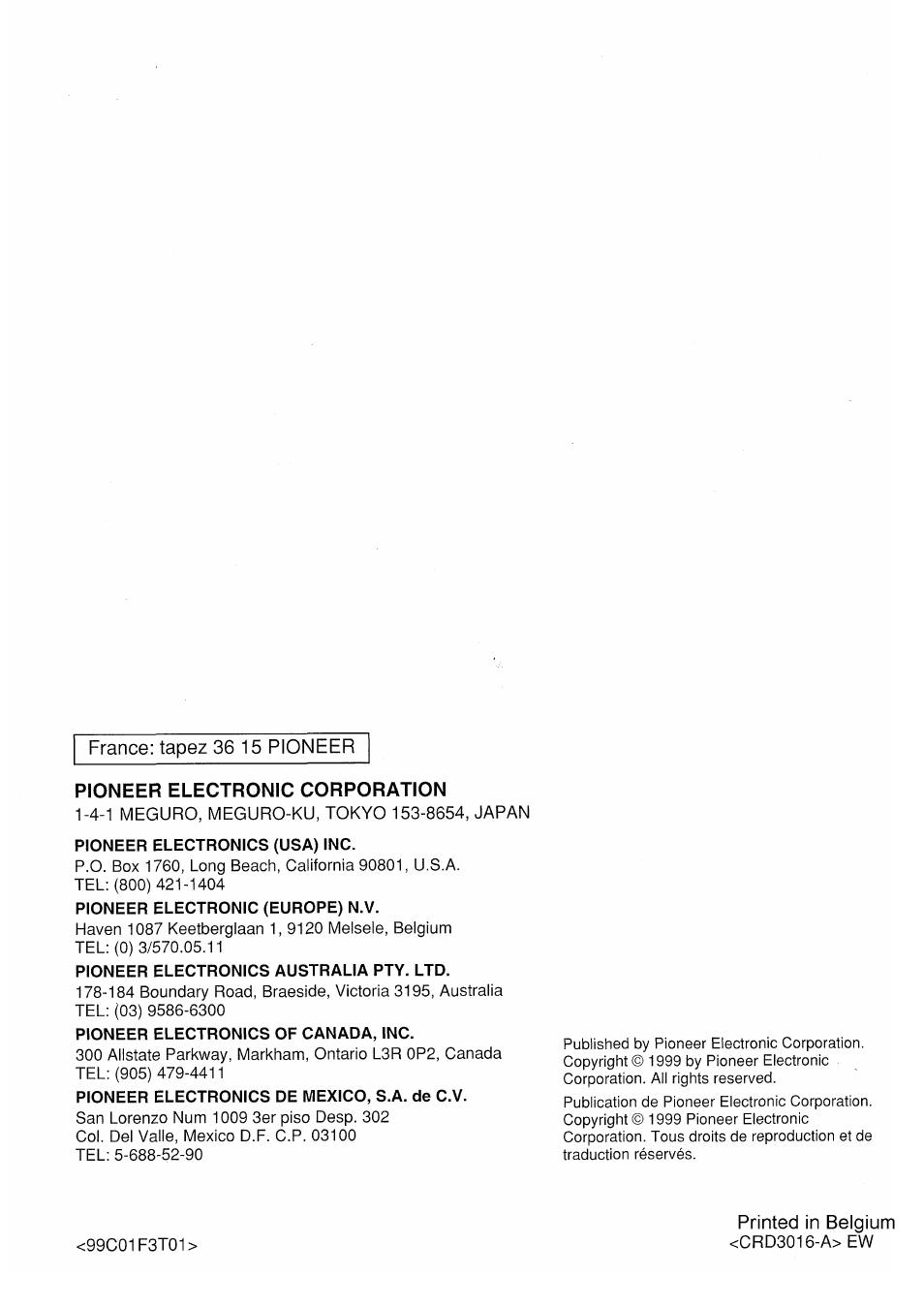 Pioneer electronic corporation | Pioneer AVX-7000 User Manual | Page 100 / 100