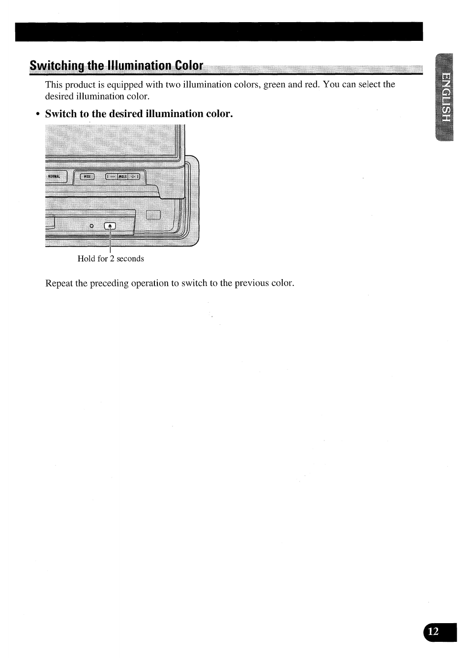 Switch to the desired illumination color, Switching the illumination color | Pioneer AVX-7000 User Manual | Page 13 / 100