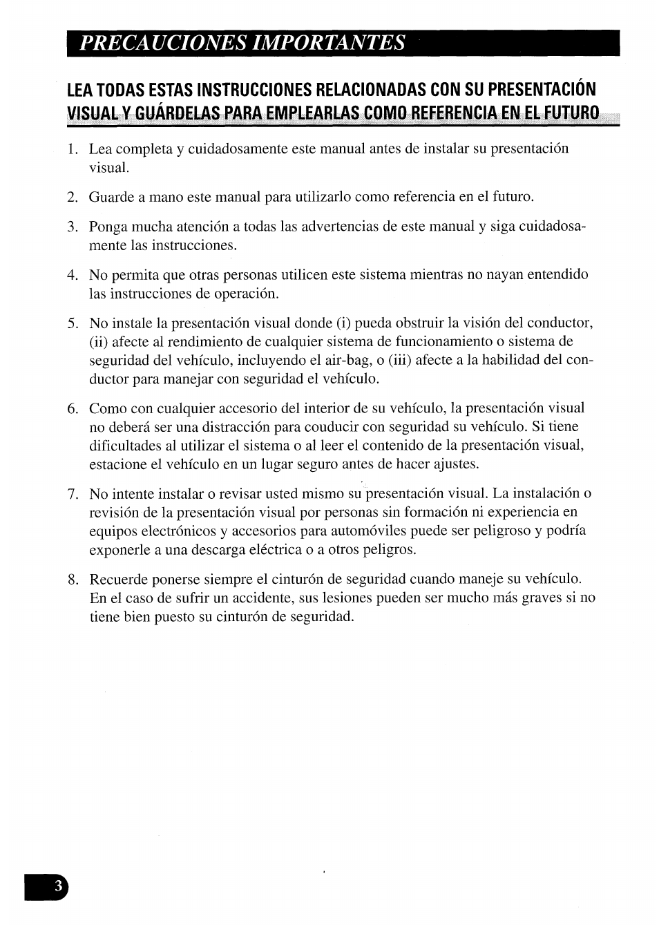 Precauciones importantes | Pioneer AVX-7000 User Manual | Page 20 / 100