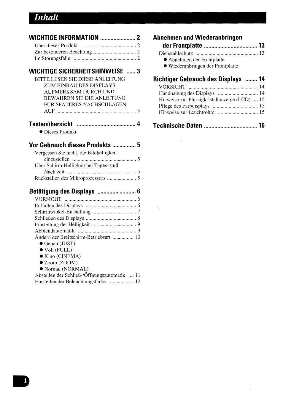 Inhalt | Pioneer AVX-7000 User Manual | Page 34 / 100