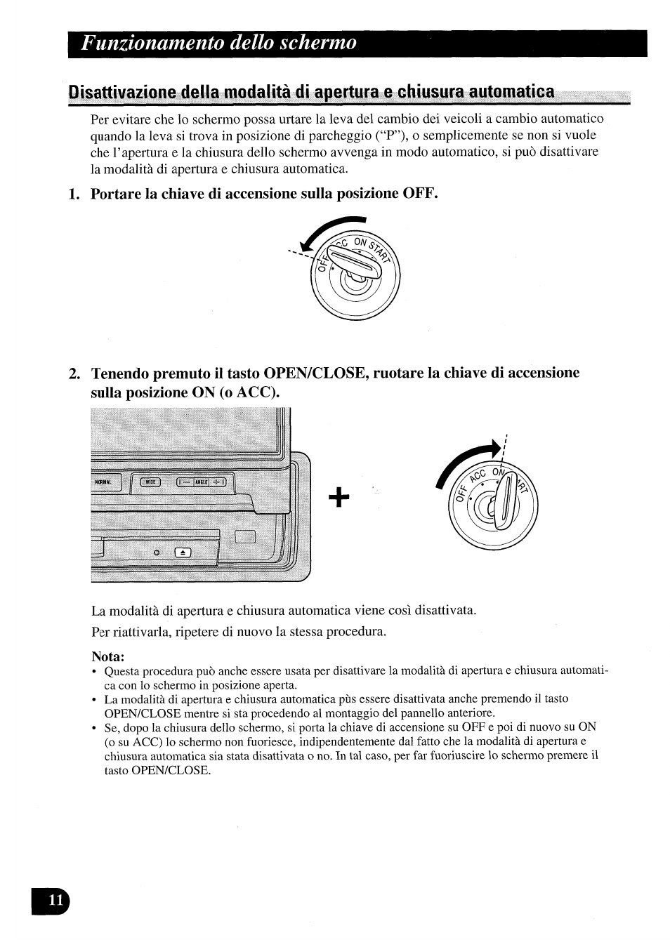 Nota, Funzionamento dello schermo | Pioneer AVX-7000 User Manual | Page 76 / 100