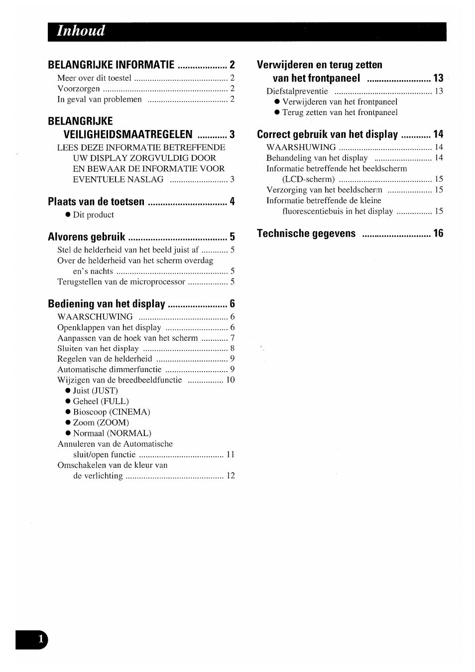 Inhoud | Pioneer AVX-7000 User Manual | Page 82 / 100