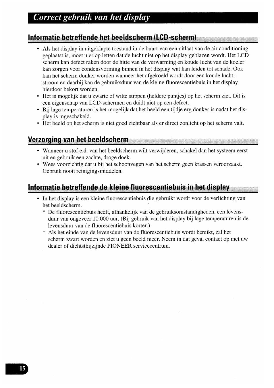 Correct gebruik van het display | Pioneer AVX-7000 User Manual | Page 96 / 100