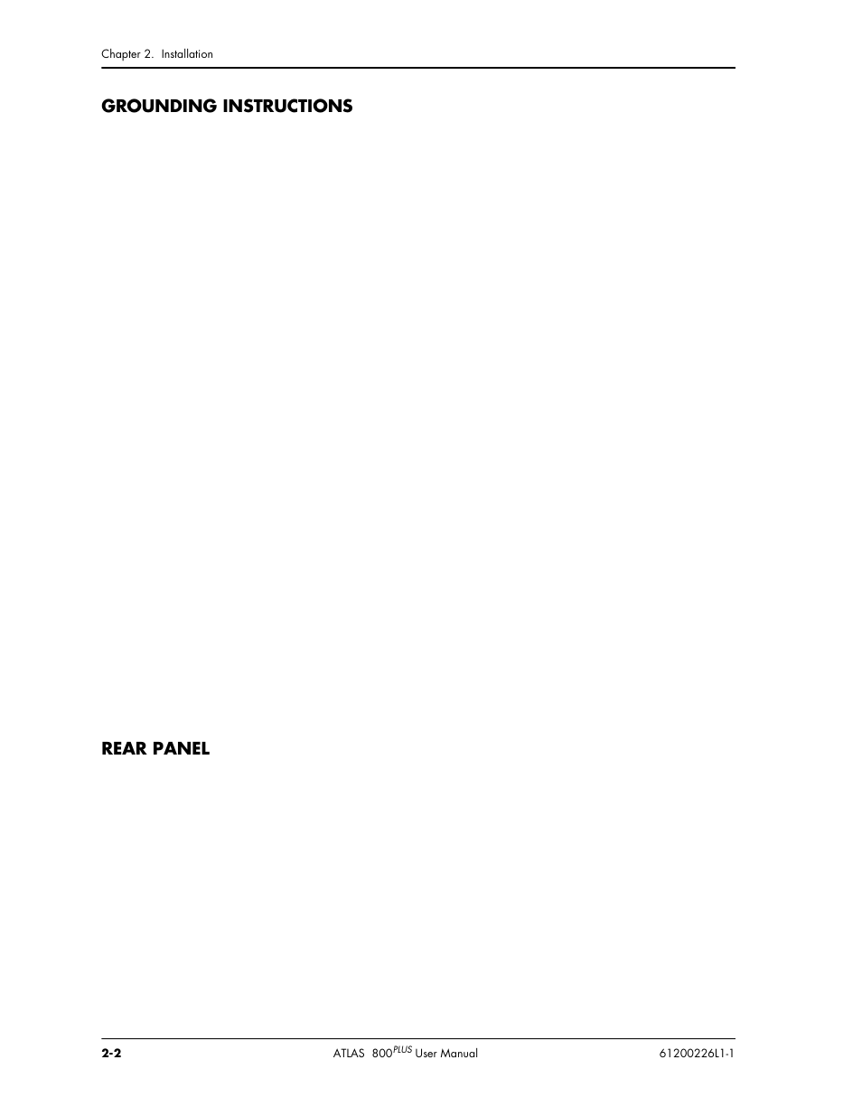 Grounding instructions, Rear panel | ADTRAN ATLAS 800PLUS User Manual | Page 28 / 166