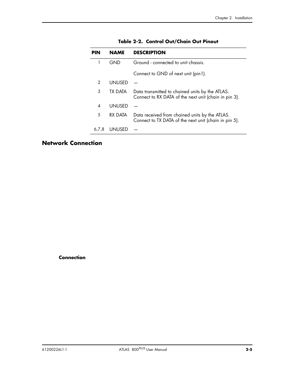 Network connection | ADTRAN ATLAS 800PLUS User Manual | Page 31 / 166