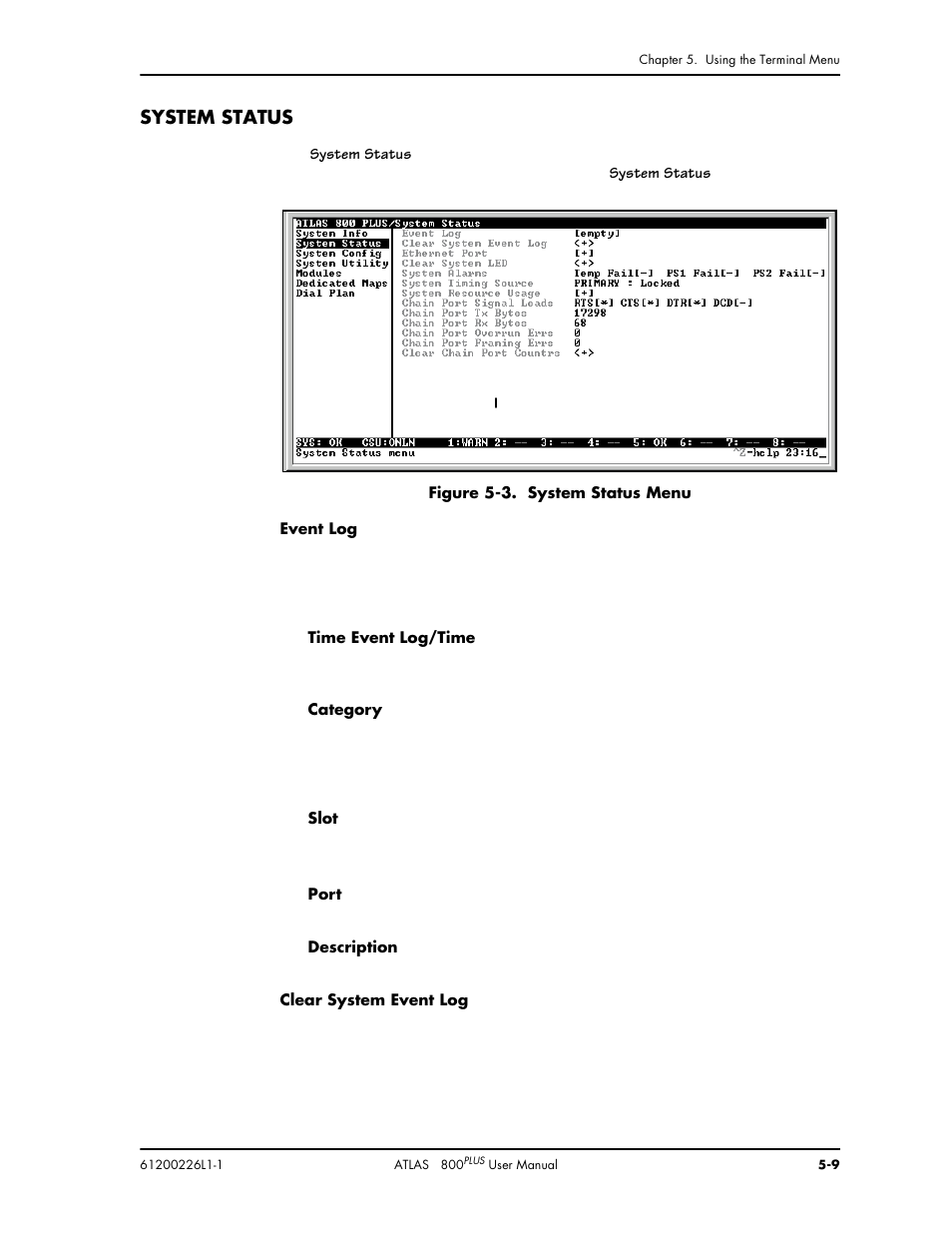 System status | ADTRAN ATLAS 800PLUS User Manual | Page 61 / 166