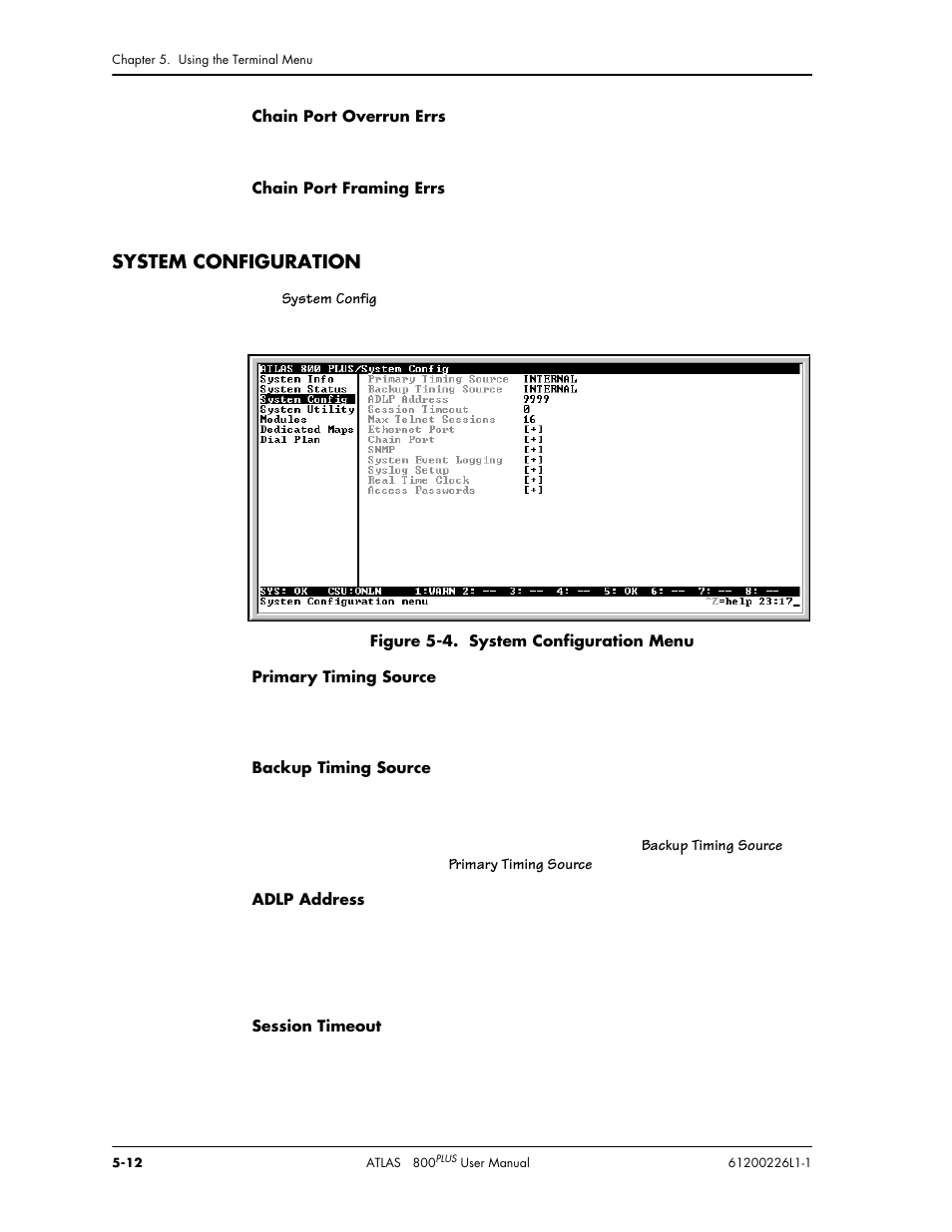 System configuration | ADTRAN ATLAS 800PLUS User Manual | Page 64 / 166