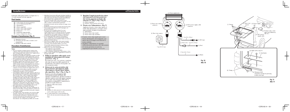 Installazione <italiano, Parti fornite, Esempio d’installazione (fig. 1) | Procedura d’installazione, Fig. 10 abb. 10, Fissate ora l’alimentatore. (fig. 9) | Pioneer ND-BC4 User Manual | Page 5 / 8