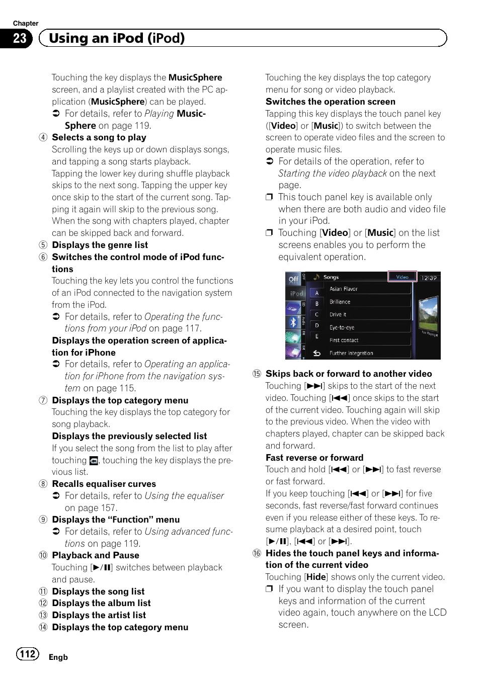23 using an ipod (ipod) | Pioneer AVIC-F8430BT User Manual | Page 112 / 208