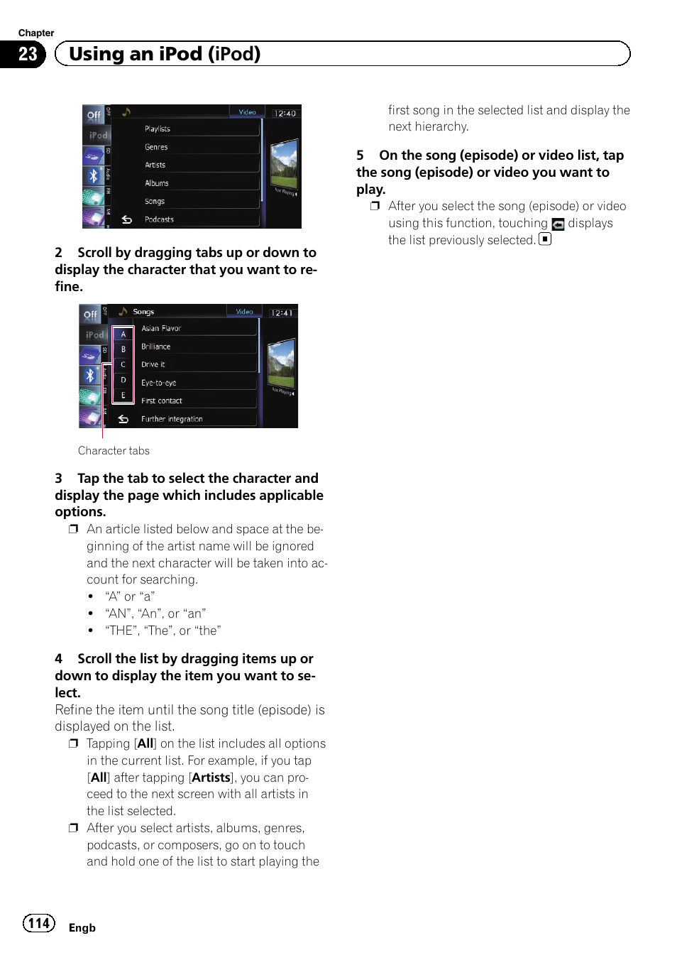 23 using an ipod (ipod) | Pioneer AVIC-F8430BT User Manual | Page 114 / 208