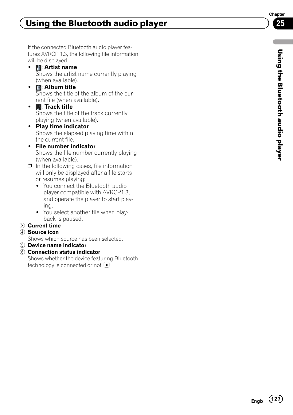 Using the bluetooth audio player | Pioneer AVIC-F8430BT User Manual | Page 127 / 208
