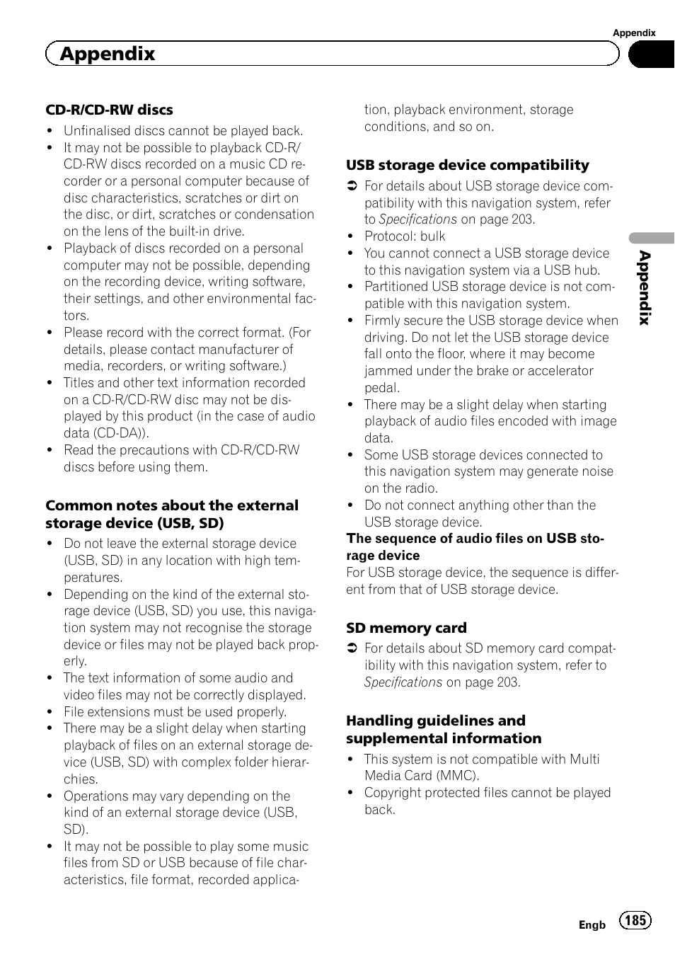 Appendix | Pioneer AVIC-F8430BT User Manual | Page 185 / 208
