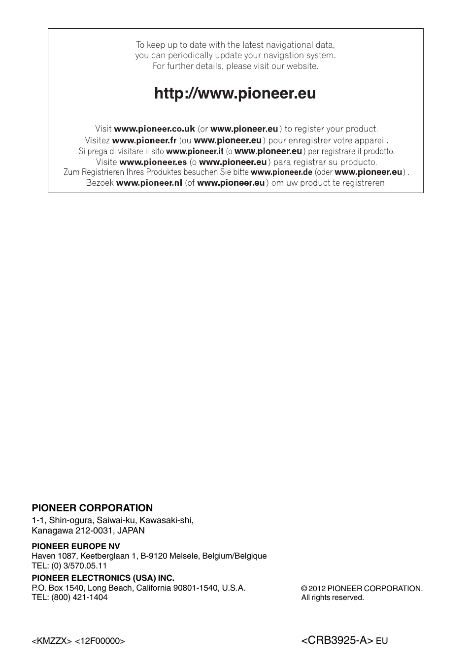 Crb3925-a | Pioneer AVIC-F8430BT User Manual | Page 208 / 208