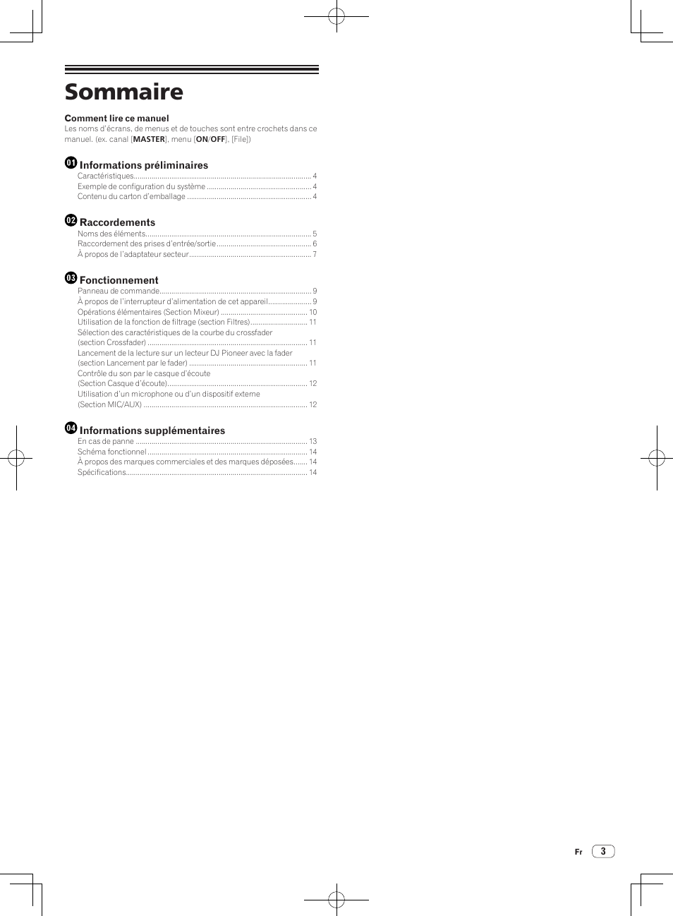 Sommaire | Pioneer DJM-250 User Manual | Page 17 / 43