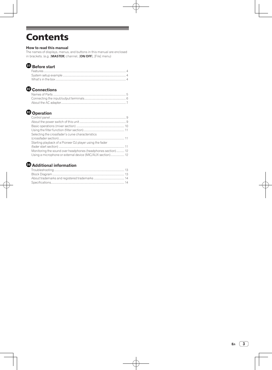 Pioneer DJM-250 User Manual | Page 3 / 43