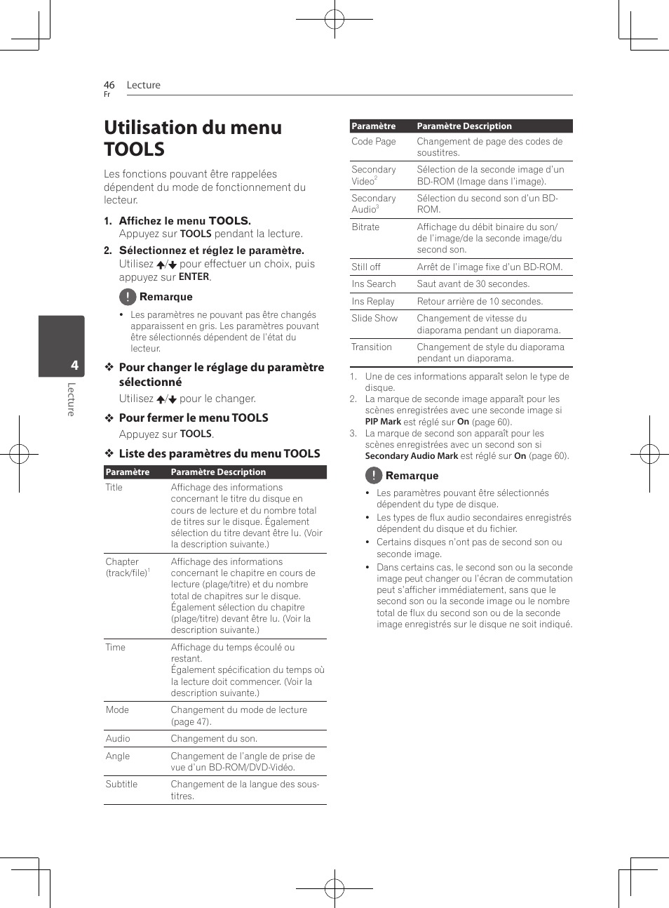 Utilisation du menu tools | Pioneer BCS-222 User Manual | Page 122 / 468