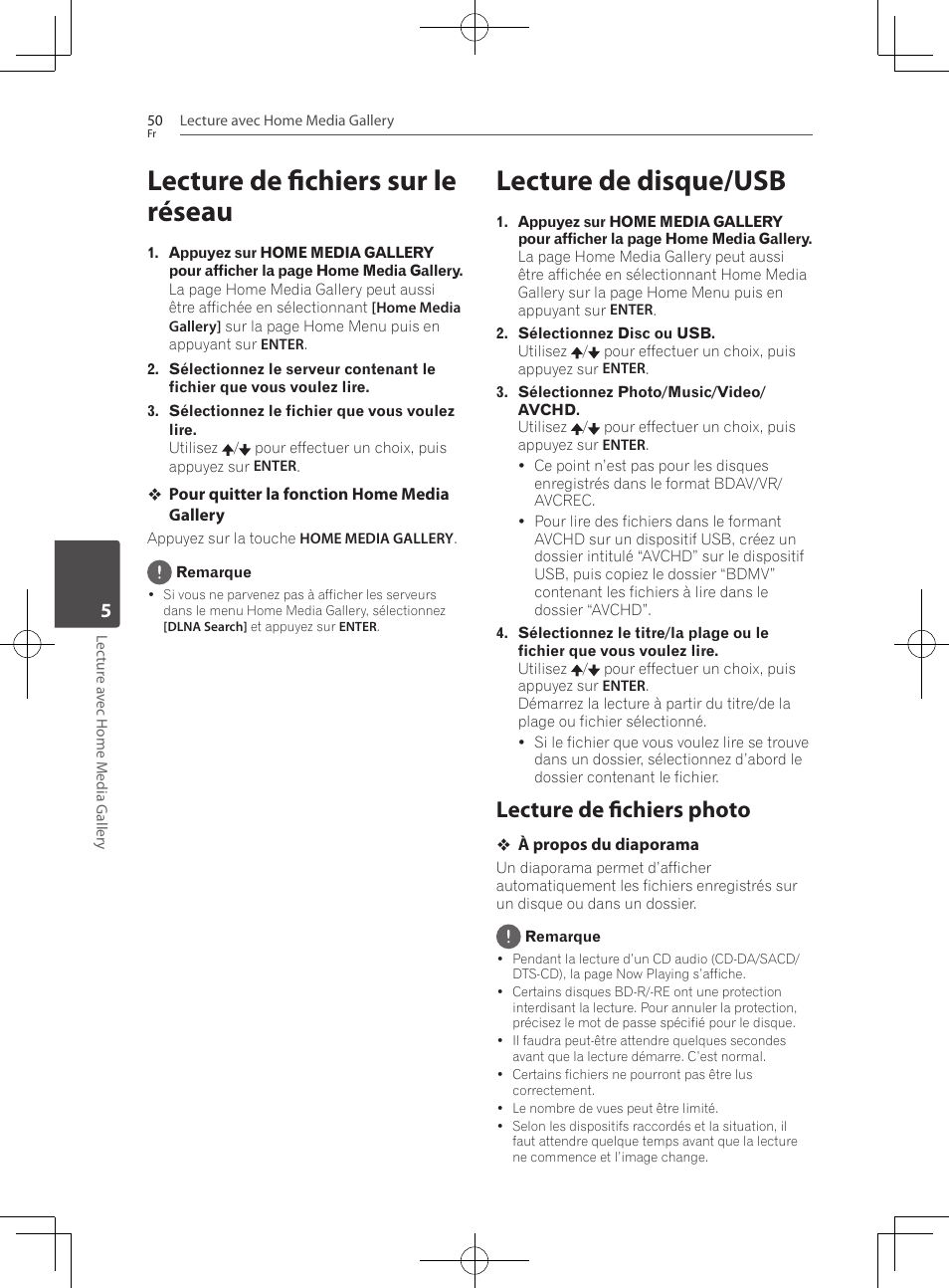 Lecture de fichiers sur le réseau, Lecture de disque/usb, Lecture de fichiers photo | Pioneer BCS-222 User Manual | Page 126 / 468