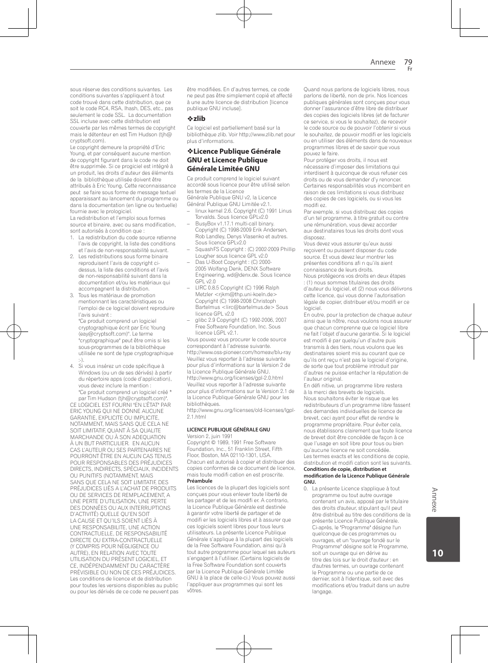 Annexe 79, An nex e, Zlib | Pioneer BCS-222 User Manual | Page 155 / 468