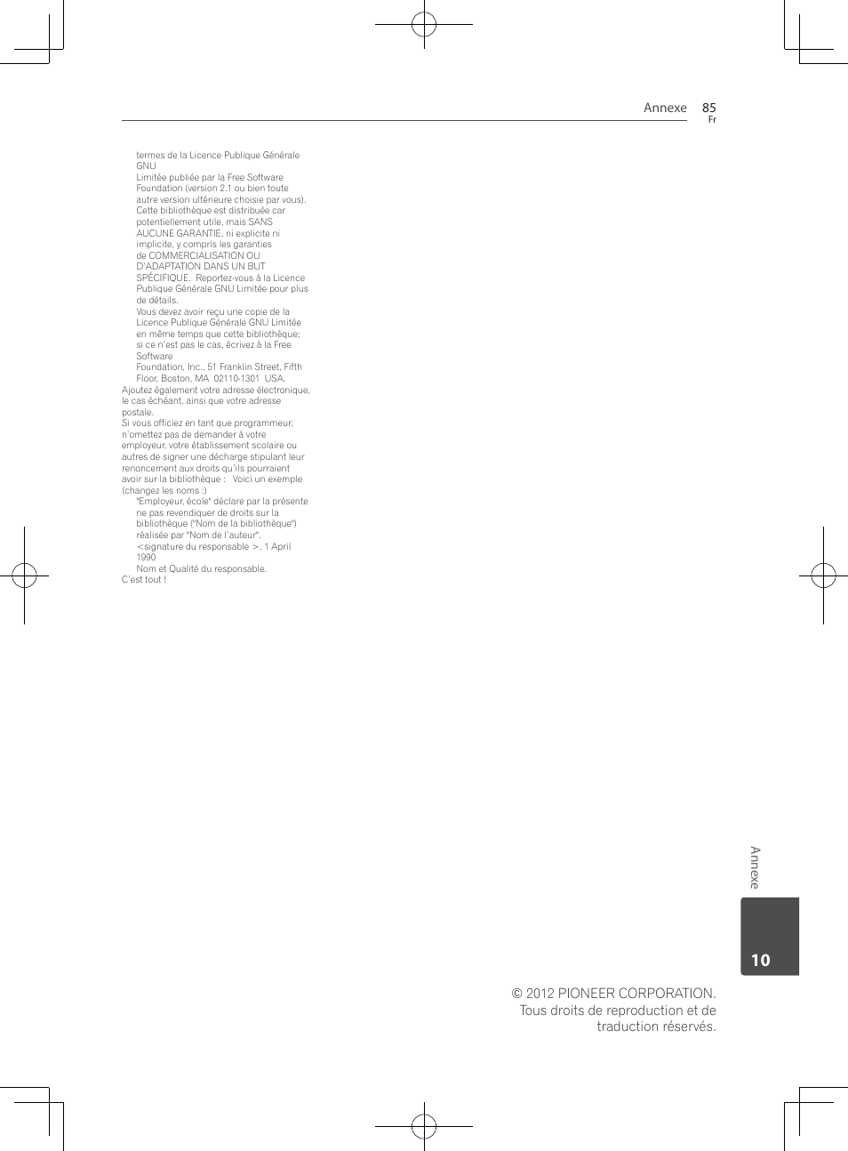 Annexe 85, An nex e | Pioneer BCS-222 User Manual | Page 161 / 468