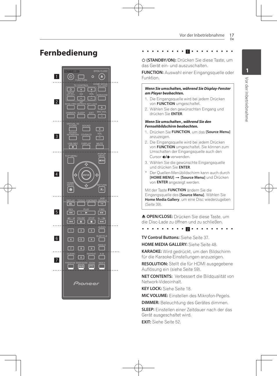 17 fernbedienung, Fernbedienung | Pioneer BCS-222 User Manual | Page 177 / 468