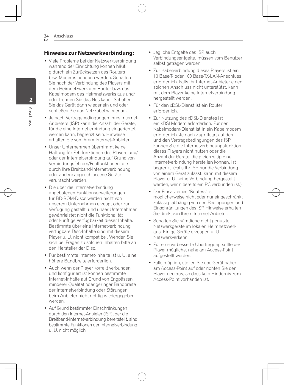 Hinweise zur netzwerkverbindung | Pioneer BCS-222 User Manual | Page 194 / 468