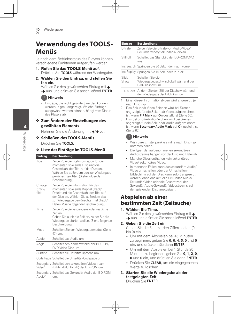 Verwendung des tools-menüs, Abspielen ab einer bestimmten zeit (zeitsuche), Verwendung des tools- menüs | Pioneer BCS-222 User Manual | Page 206 / 468