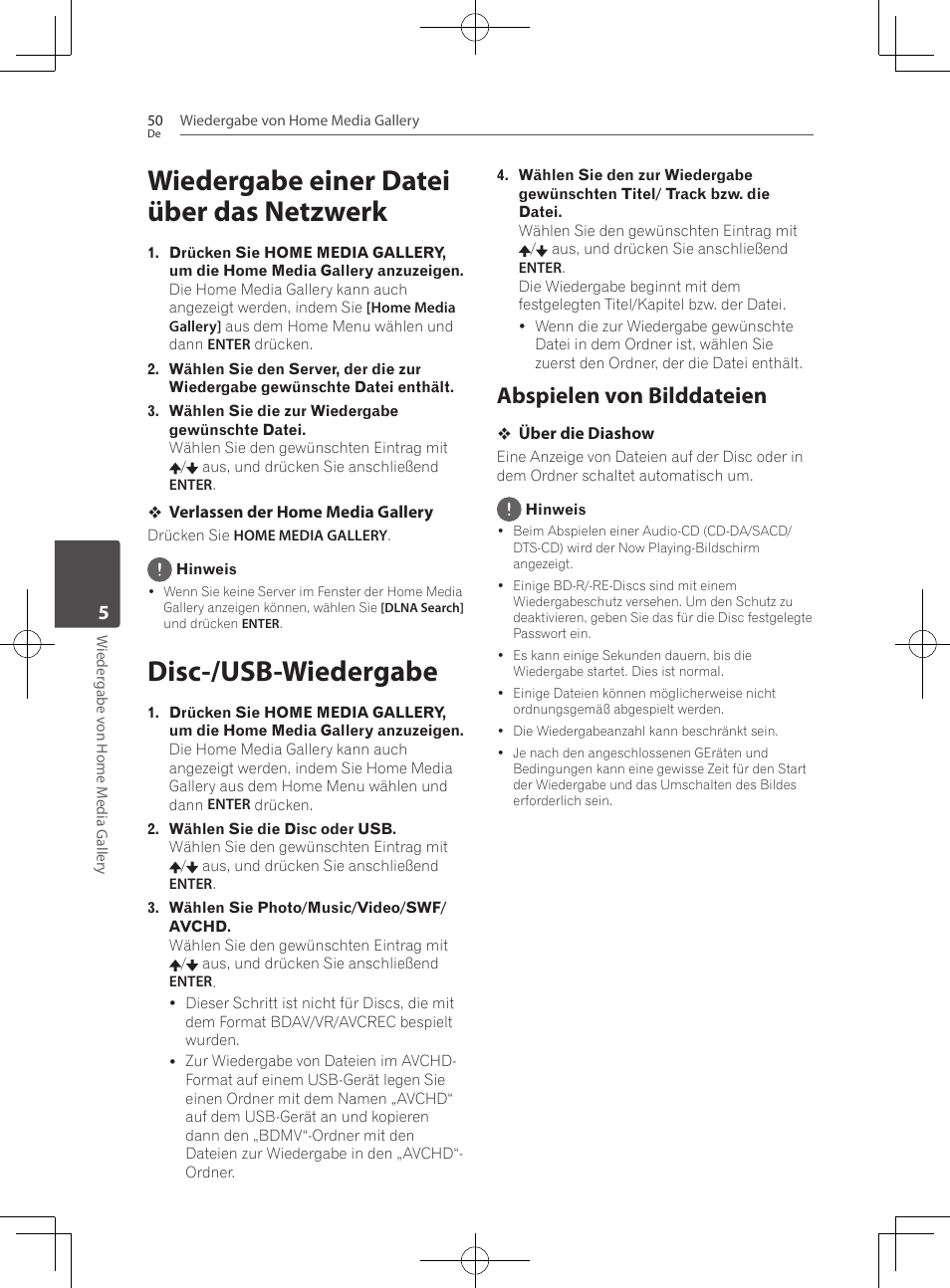 Wiedergabe einer datei über das netzwerk, 50 disc-/usb-wiedergabe 50, Abspielen von bilddateien | Disc-/usb-wiedergabe | Pioneer BCS-222 User Manual | Page 210 / 468