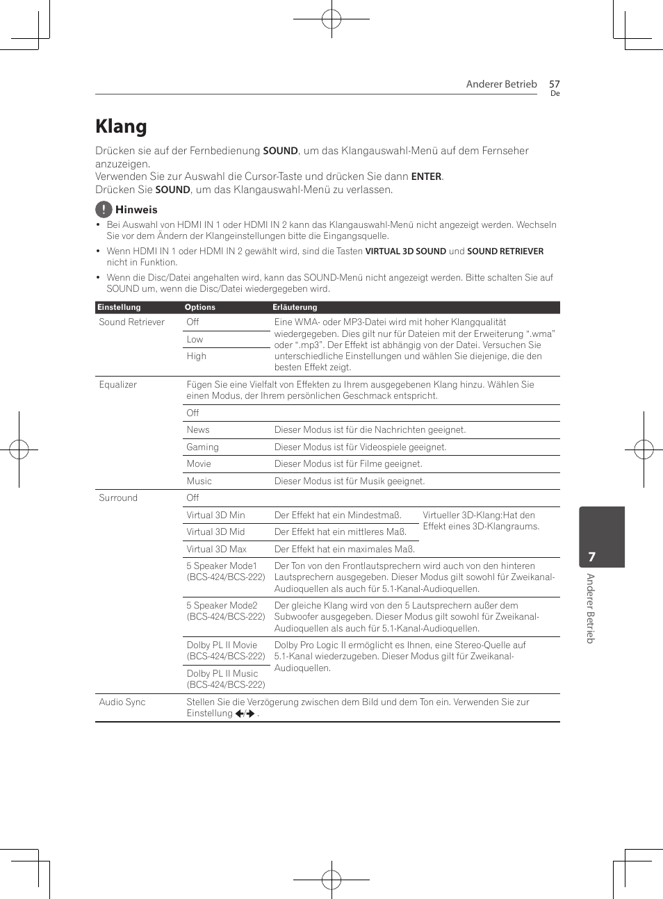 57 klang, Klang | Pioneer BCS-222 User Manual | Page 217 / 468