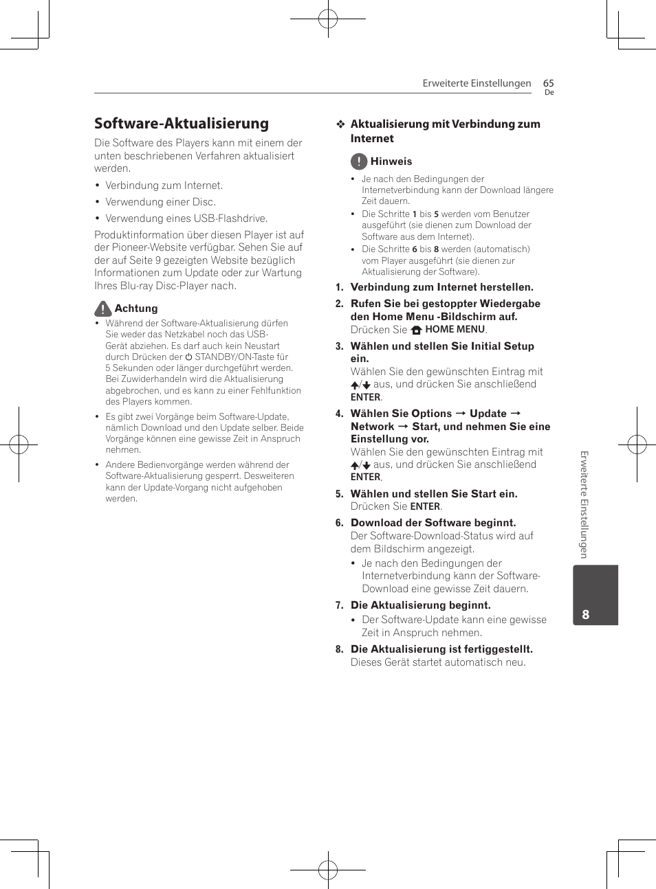 65 – software-aktualisierung, Software-aktualisierung | Pioneer BCS-222 User Manual | Page 225 / 468