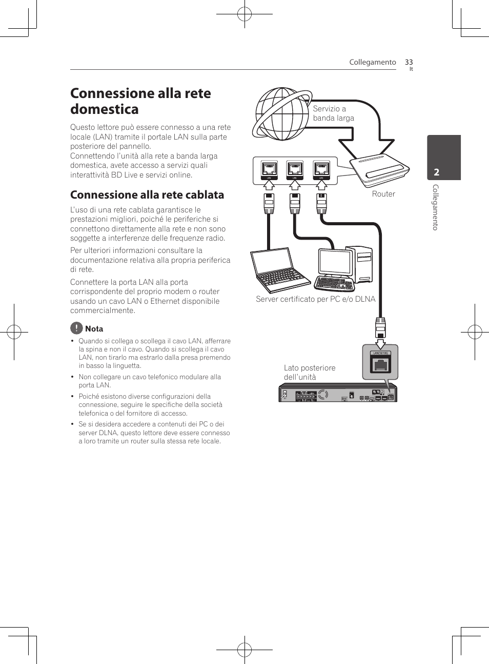 Connessione alla rete domestica, Connessione alla rete cablata | Pioneer BCS-222 User Manual | Page 269 / 468