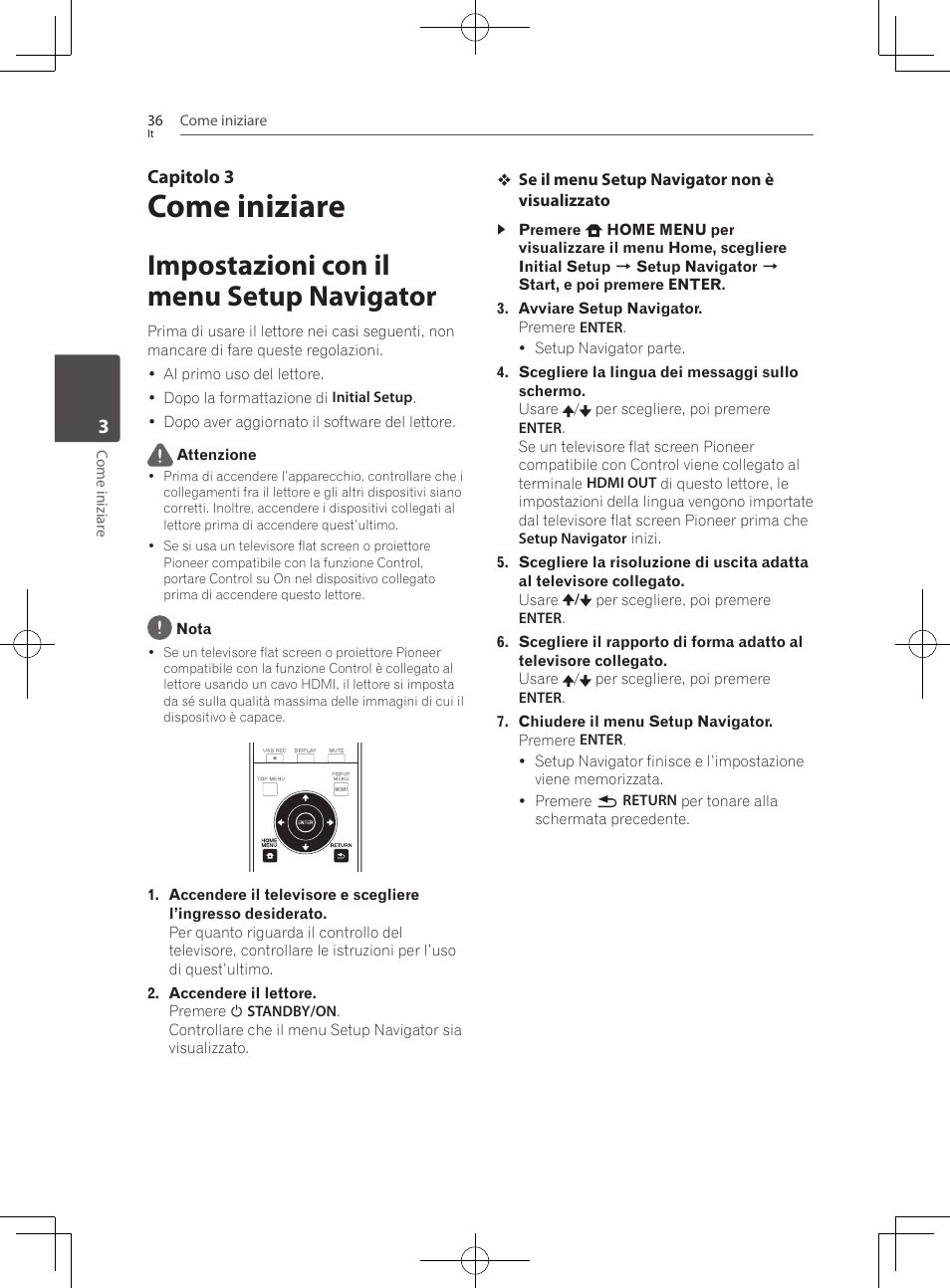 Impostazioni con il menu setup navigator, Come iniziare | Pioneer BCS-222 User Manual | Page 272 / 468