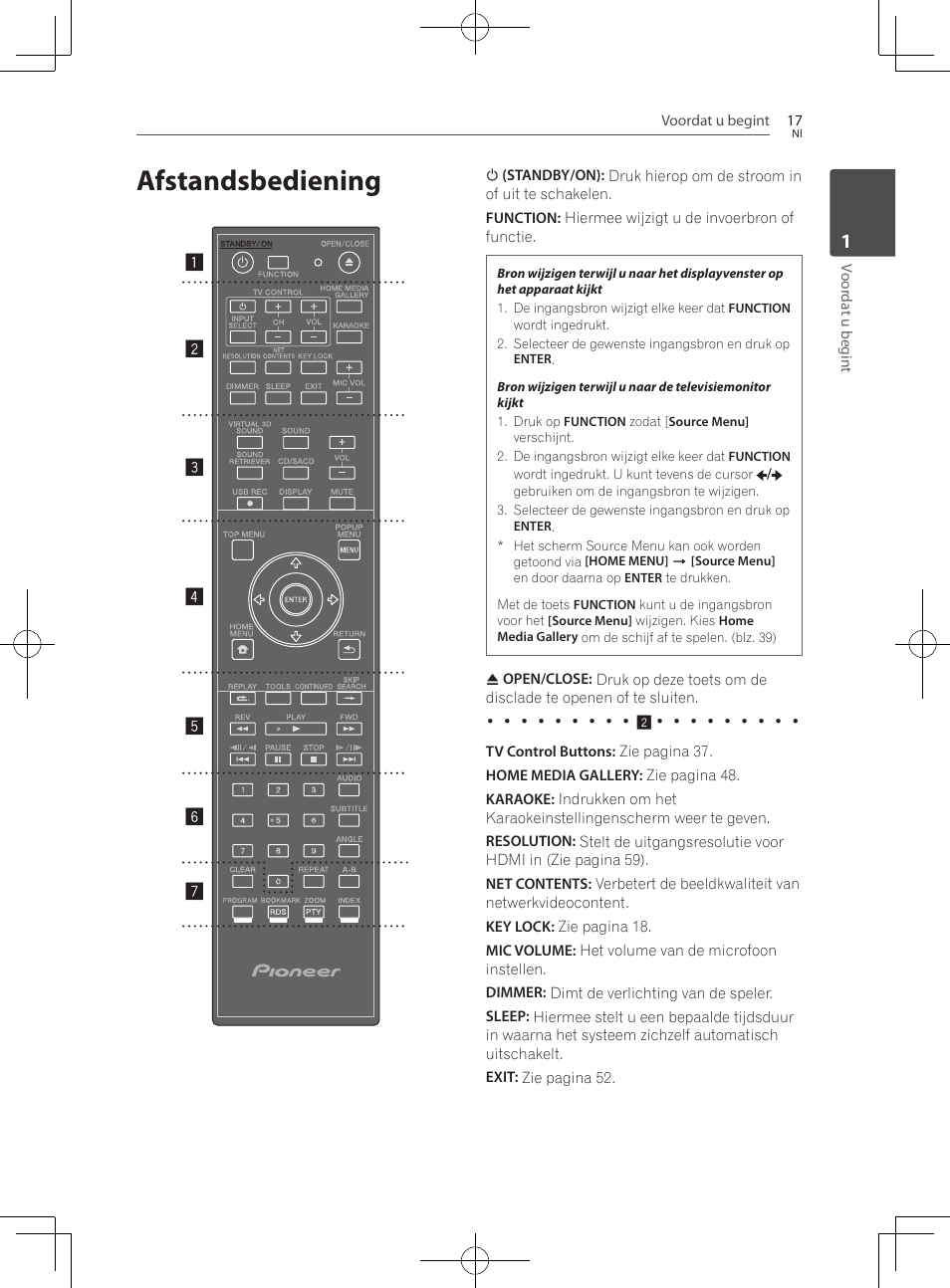 17 afstandsbediening, Afstandsbediening | Pioneer BCS-222 User Manual | Page 329 / 468