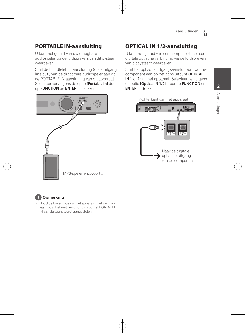 Portable in-aansluiting, Optical in 1/2-aansluiting | Pioneer BCS-222 User Manual | Page 343 / 468