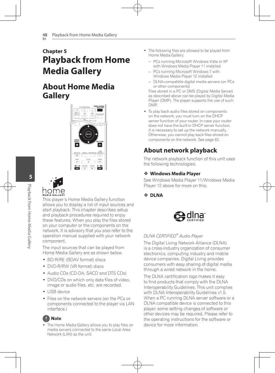 About home media gallery, About network playback, Playback from home media gallery | Pioneer BCS-222 User Manual | Page 48 / 468