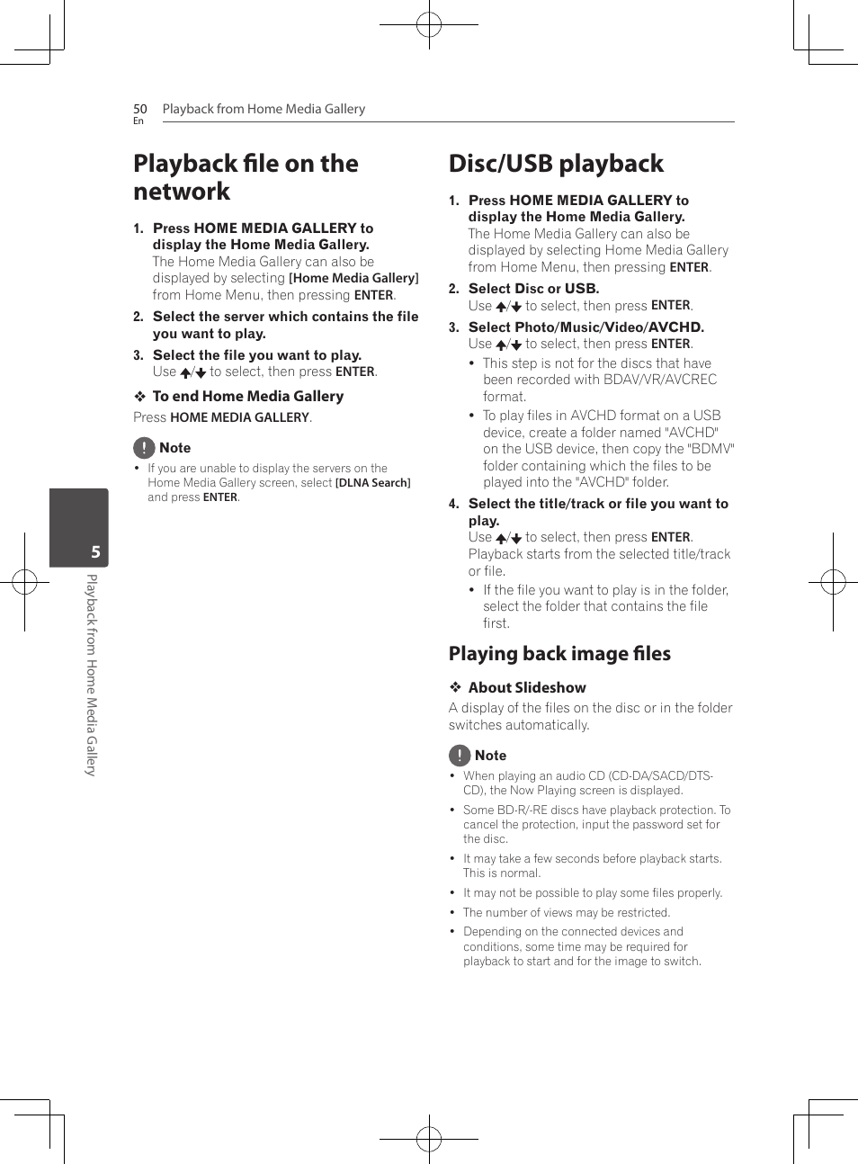 Playback file on the network, Disc/usb playback, Playing back image files | Pioneer BCS-222 User Manual | Page 50 / 468