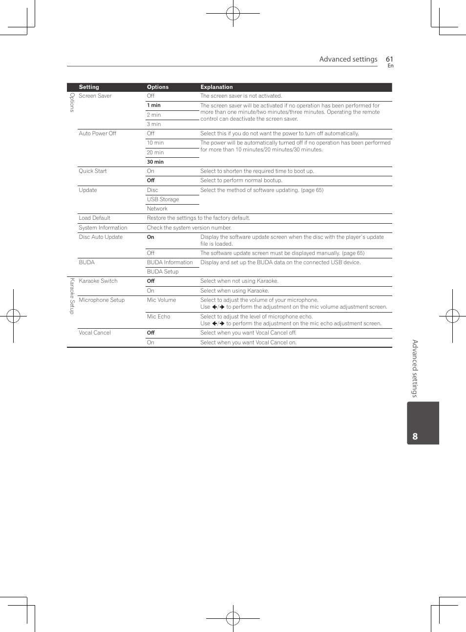 Advanced settings 61, Adv anc ed settings | Pioneer BCS-222 User Manual | Page 61 / 468